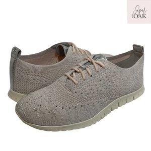 NWOT Cole Haan Women’s Zerogrand Stitchlite Oxford W10963 in Peach Silver Sz 6